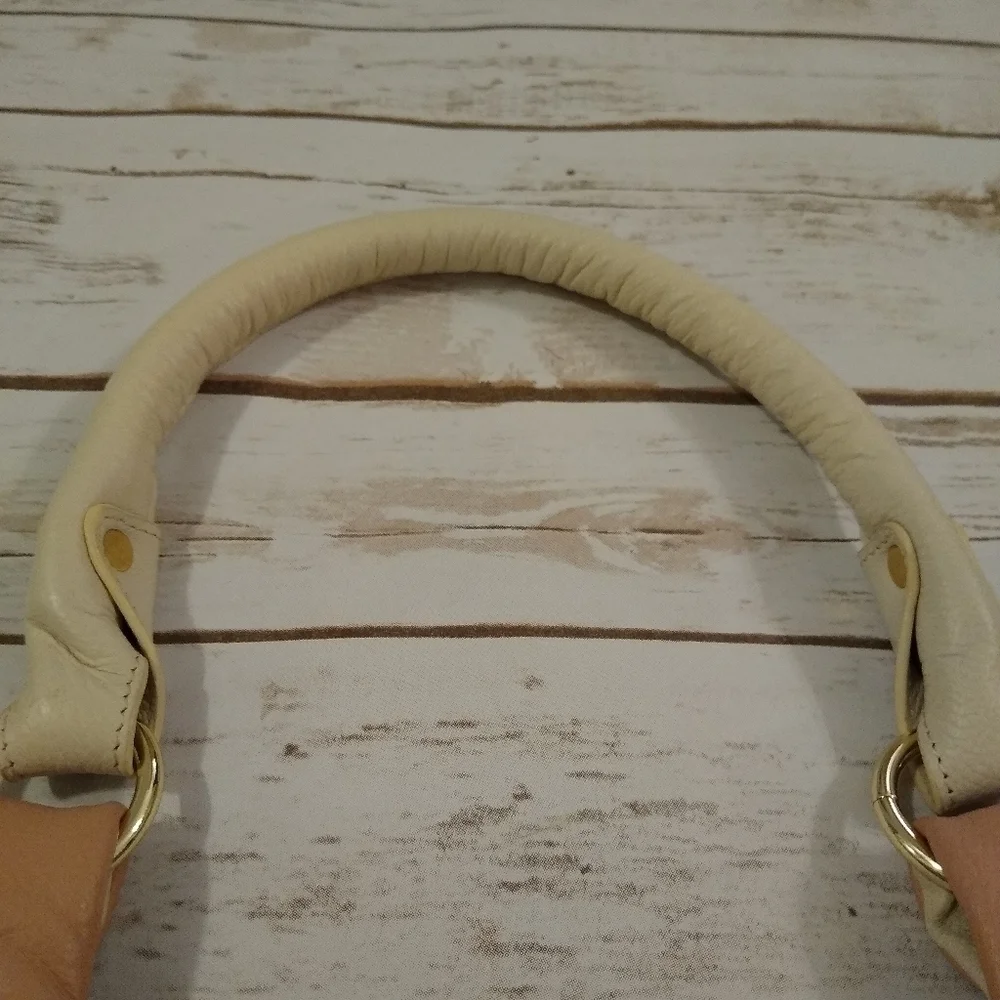 Sharif Cream and Pink Large Leather Shoulder Bag